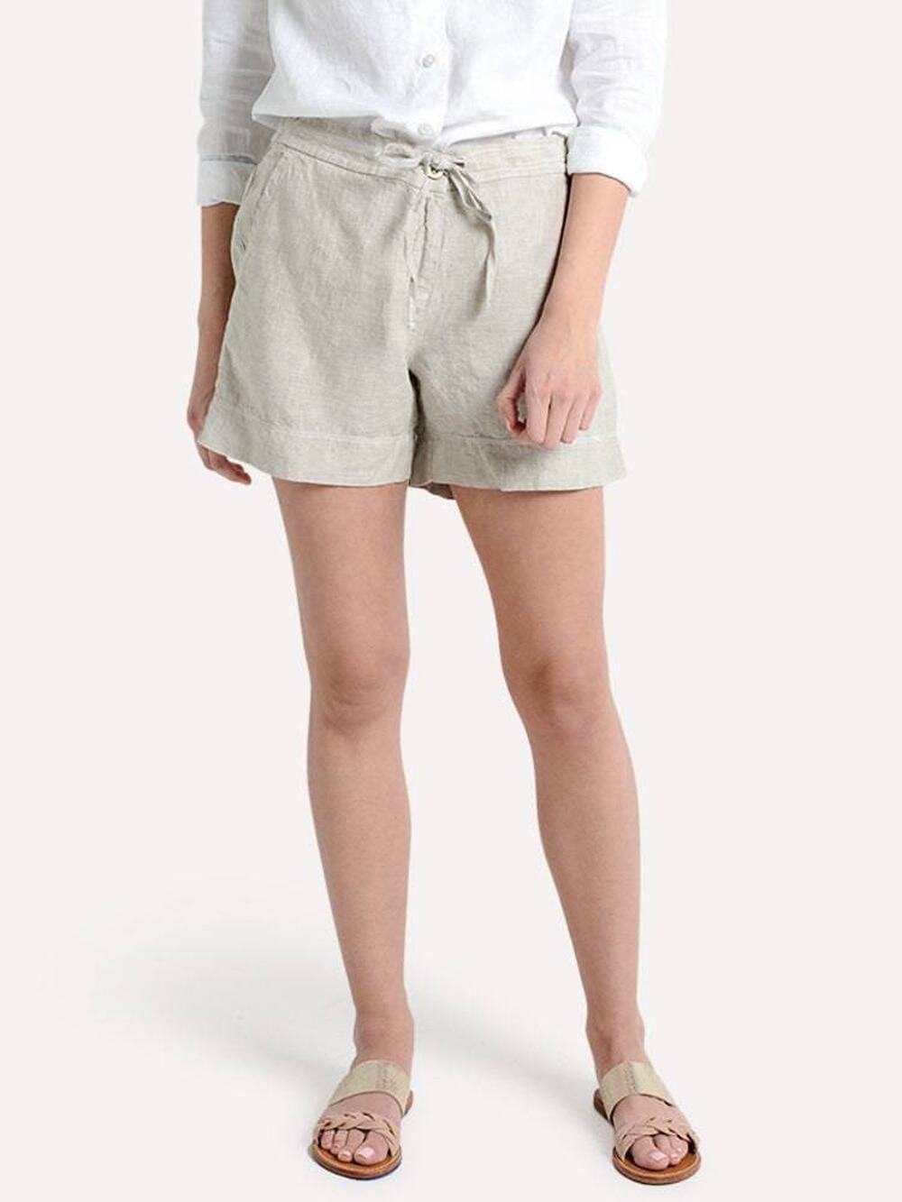 Tommy Bahama Women's Gray Palmbray Linen Shorts Summer Resort-wear Beachy